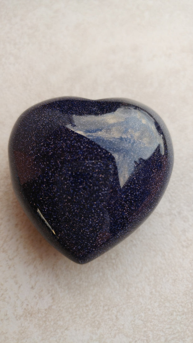 Blue Goldstone Heart (Approx 1 1/4")
